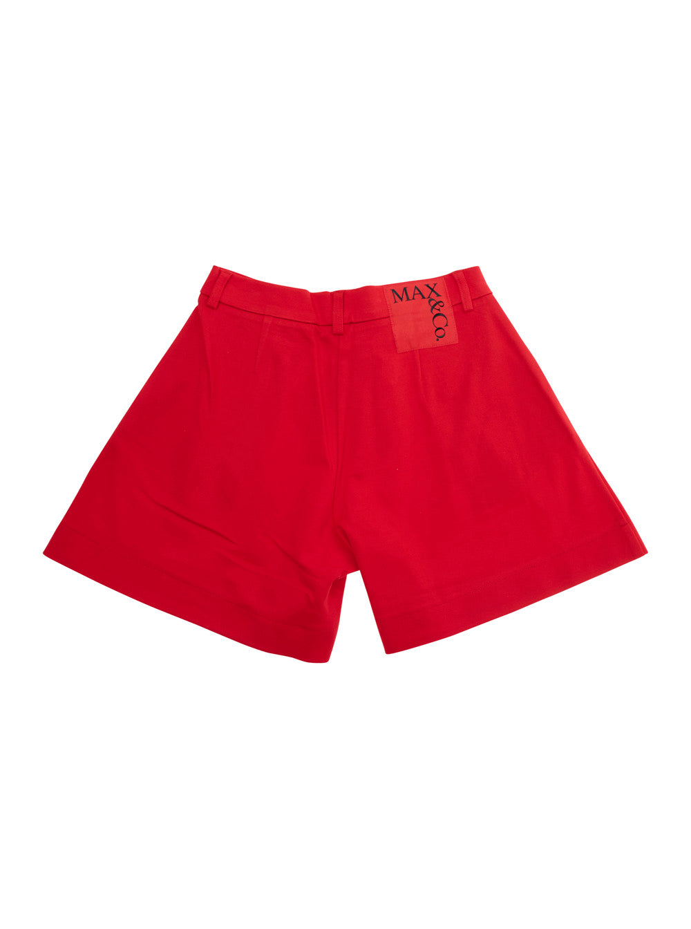 Shorts MAX&CO KIDS with Pleated Details and Logo Patch on the Back in Stretch Viscose Blend Red Girl Polyamide Elastane Bermuda