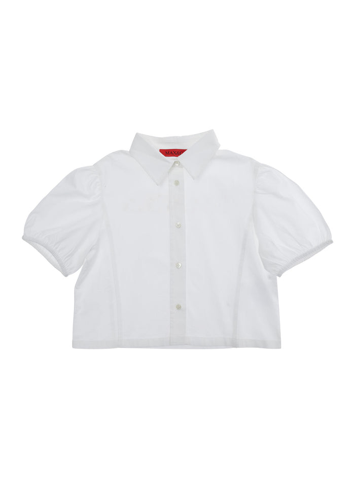MX0333MX077MAXC17FMX100 - White Shirt with Collar and Long Sleeves Cotton Women Blouses