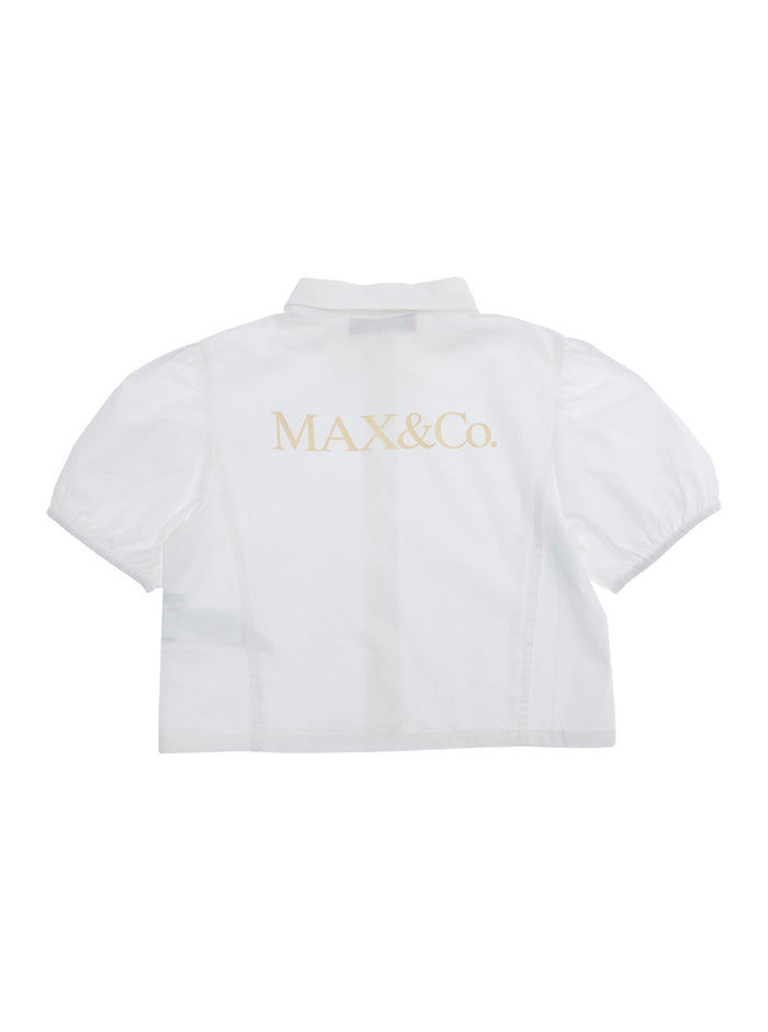 MX0333MX077MAXC17FMX100 - White Shirt with Collar and Long Sleeves Cotton Women Blouses
