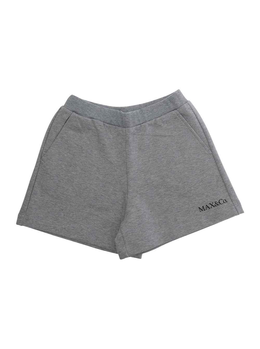 Gray Cotton Shorts with Elastic Waist and Front Lettering Logo for Girls Grey Bermuda