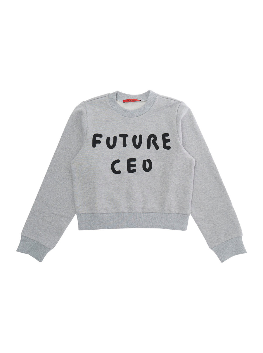 Girls Crewneck Sweatshirt Grey Cotton Hoods & Sweatshirts