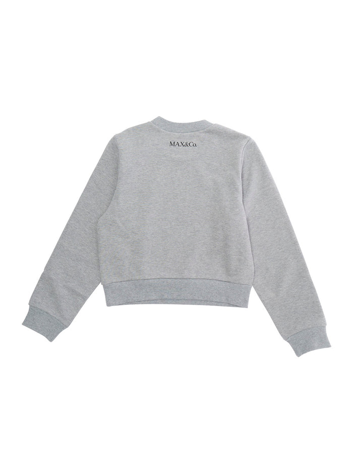 Gray Cotton Crewneck Sweatshirt with Front Print for Girls Grey Sweatshirts