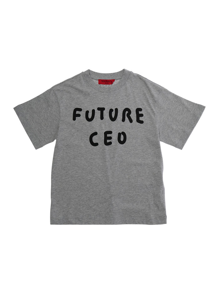 Gray T-Shirt with Front Print in Cotton for Girls Grey Tshirts And Polo Shirts