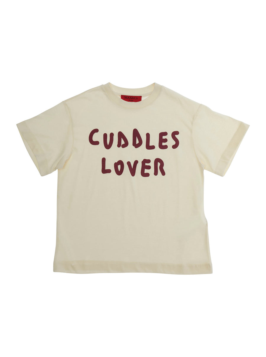 Crew-Neck T-Shirt Beige Cotton T-shirts