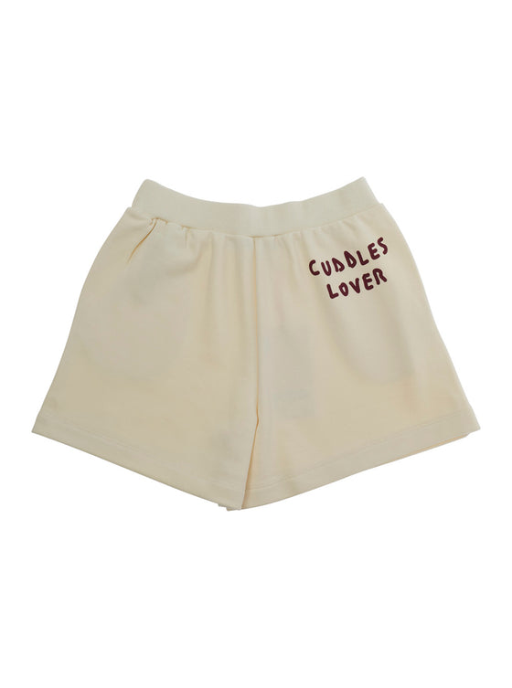 MAX&CO KIDS Dirty White Shorts with Lettering Logo on the Front and Back in Cotton for Girls Bermuda
