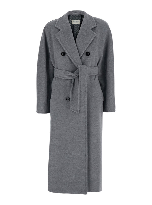 Double-Breasted Coat Madame Grey Wool-Cashmere Virgin Wool