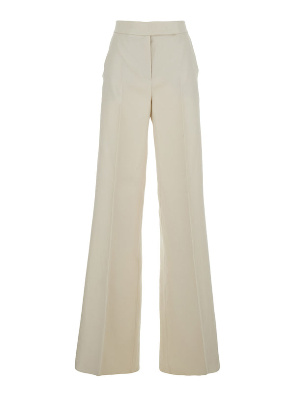 Trousers High-Waisted Linen Beige