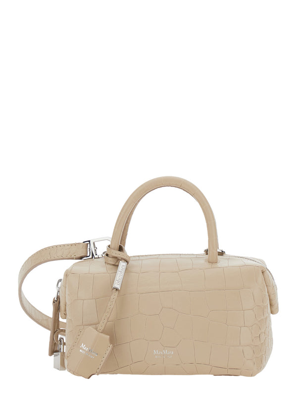 Handbag Holdall Beige Crocodile-Embossed Leather Lambskin Handbags