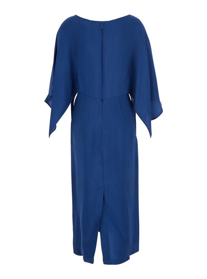 Blue Dress Abm099denim With Denim Details And Long Cotton Sleeves Blu