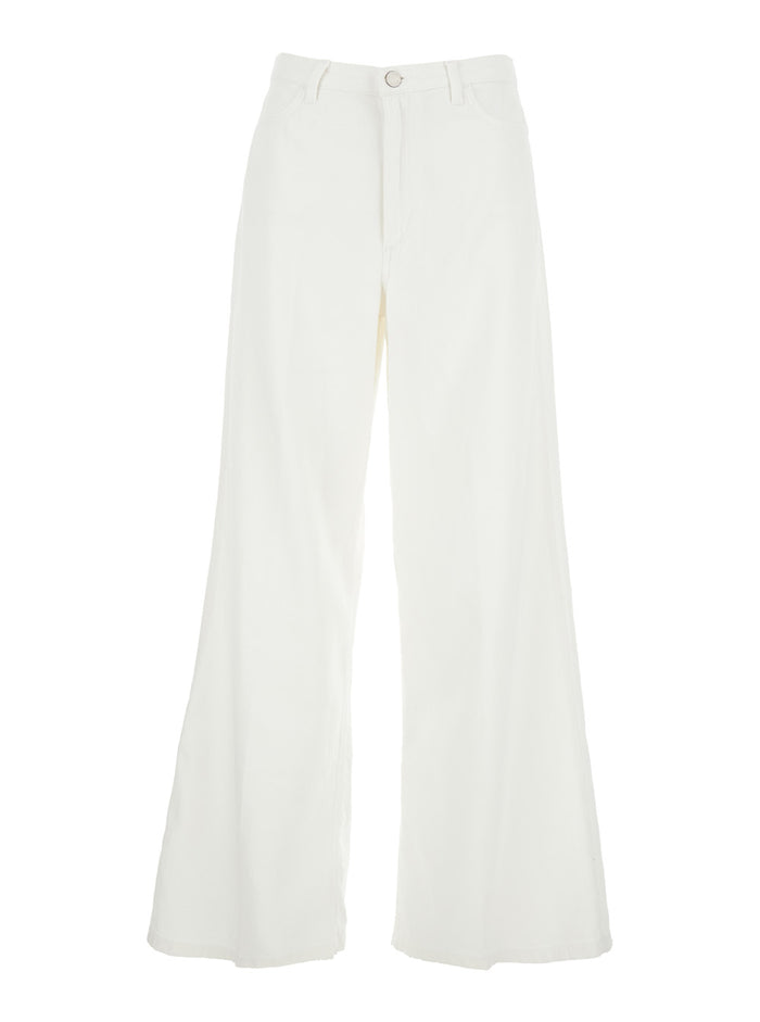 JEANS Bleach Effect with five pockets in blue cotton for Men White