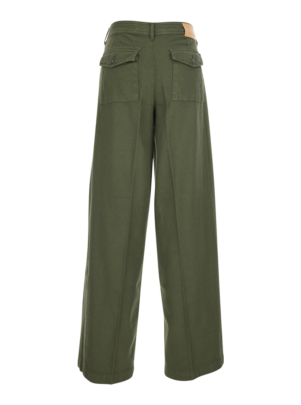 Green Cotton Five-Pocket Jeans