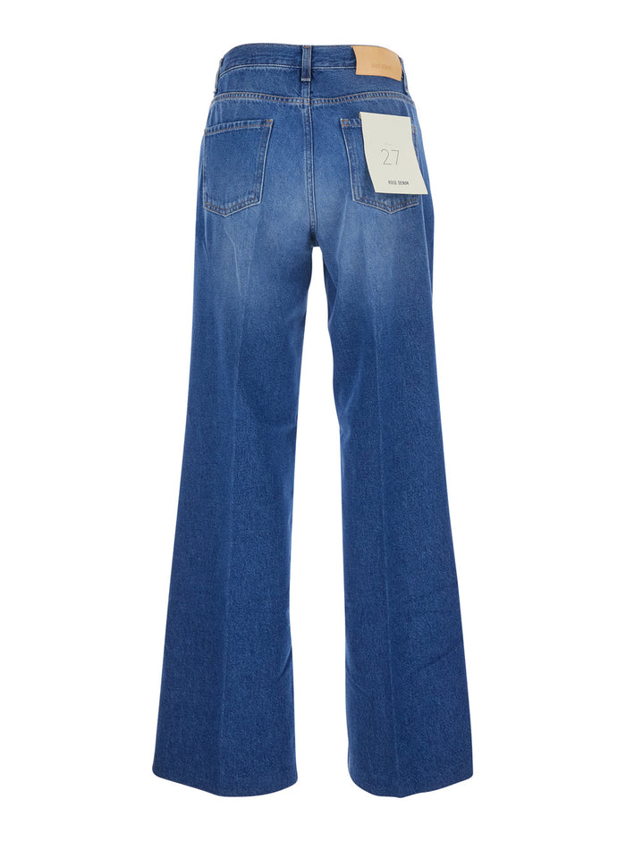 DENIM Bianchi Blue Jeans with Faded Effect in Cotton for Women Light