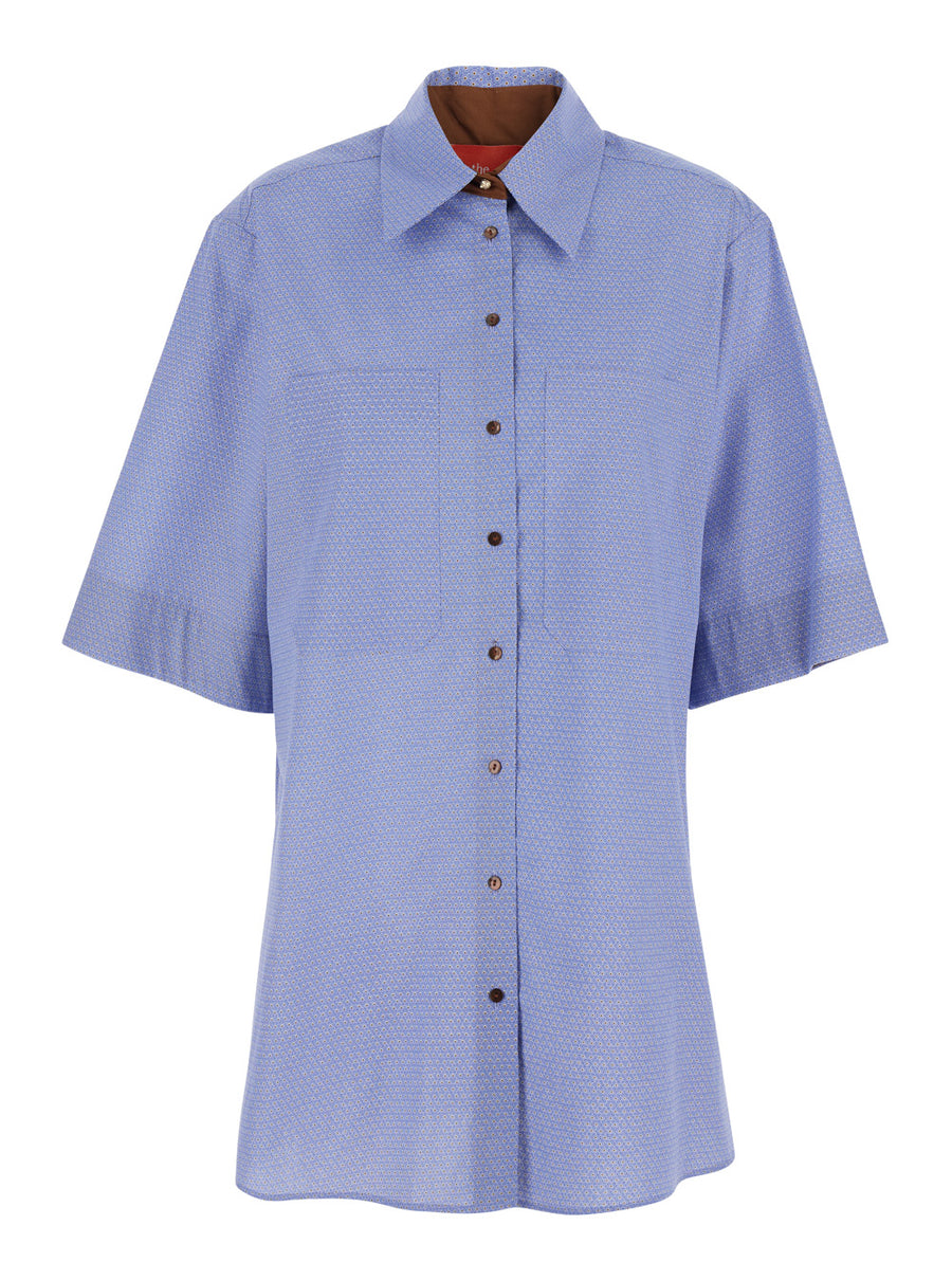 Long Cotton Shirt Light Blue Blouses