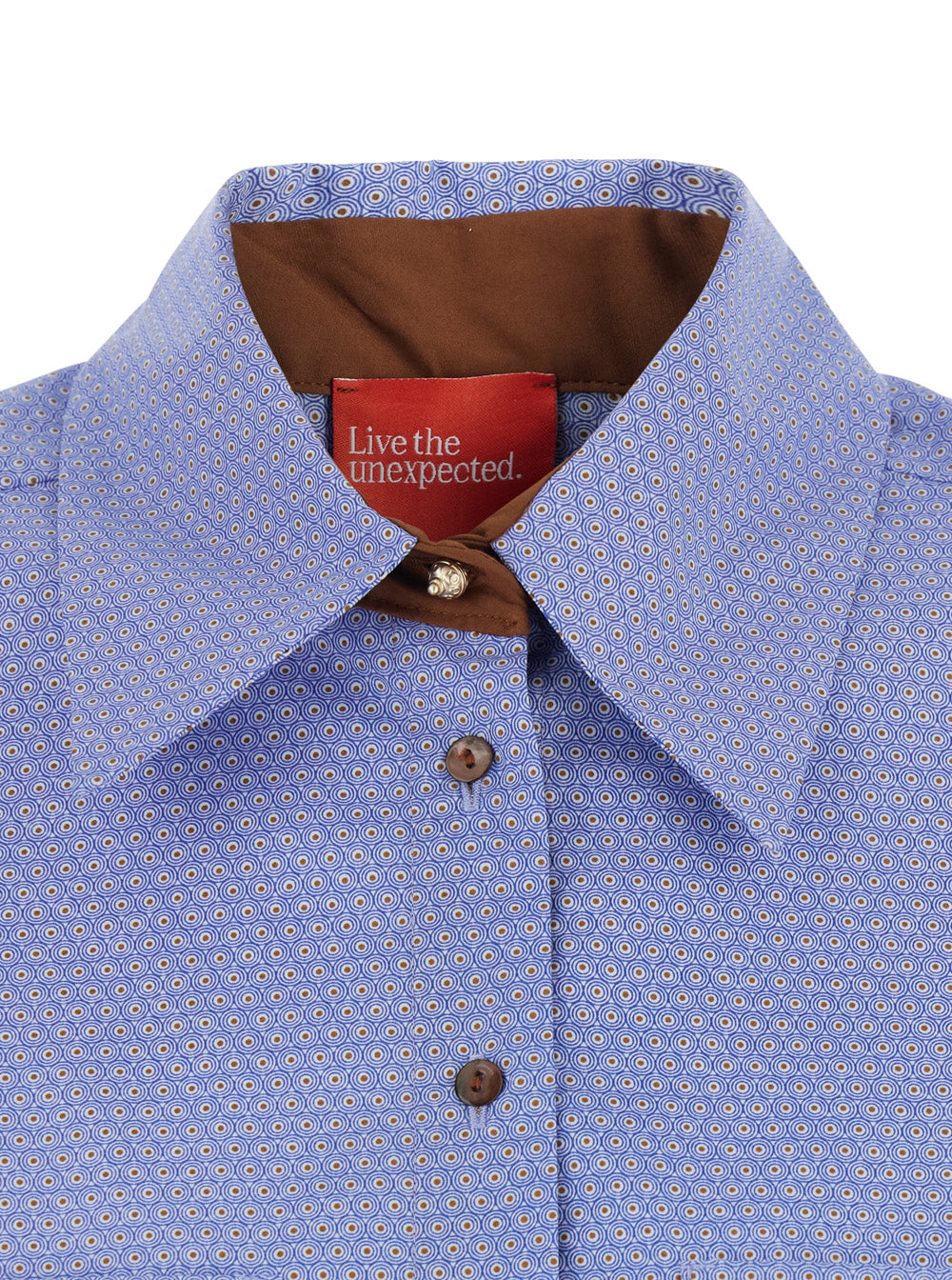 Long Shirt C398v1 Light Blue With Classic Collar And Sleeves Cotton For Women Blouses