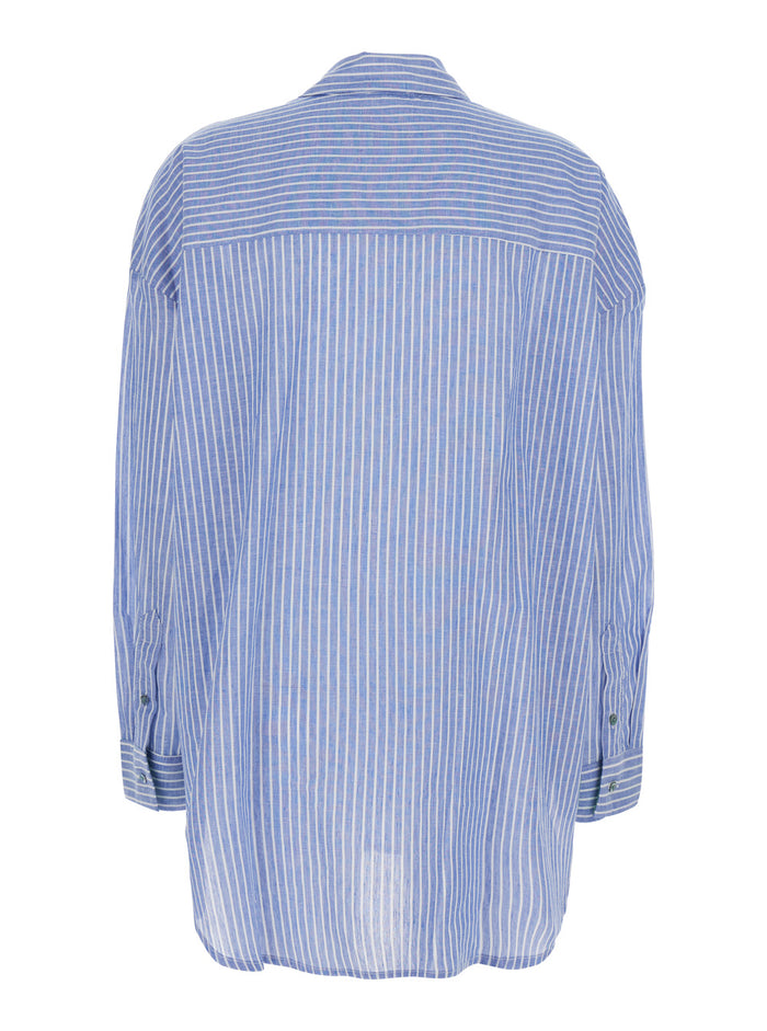Long Sleeve Shirt Merci With Collar And Blue Buttons For Women Light Blouses