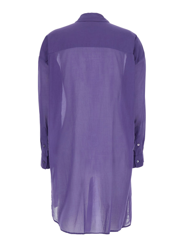 Long Shirt C400violet With Collar Purple Viscose For Women Violet And Blouses