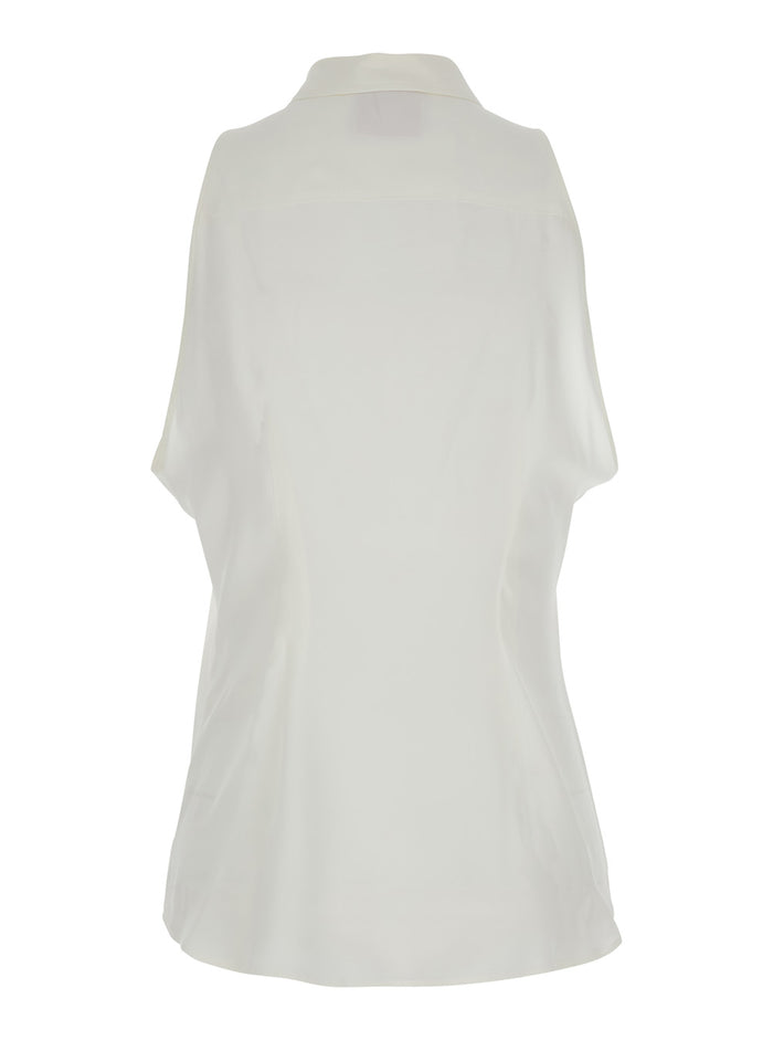 Shirt Coconut White With Classic Collar And Long Sleeves Cotton Women Blouses
