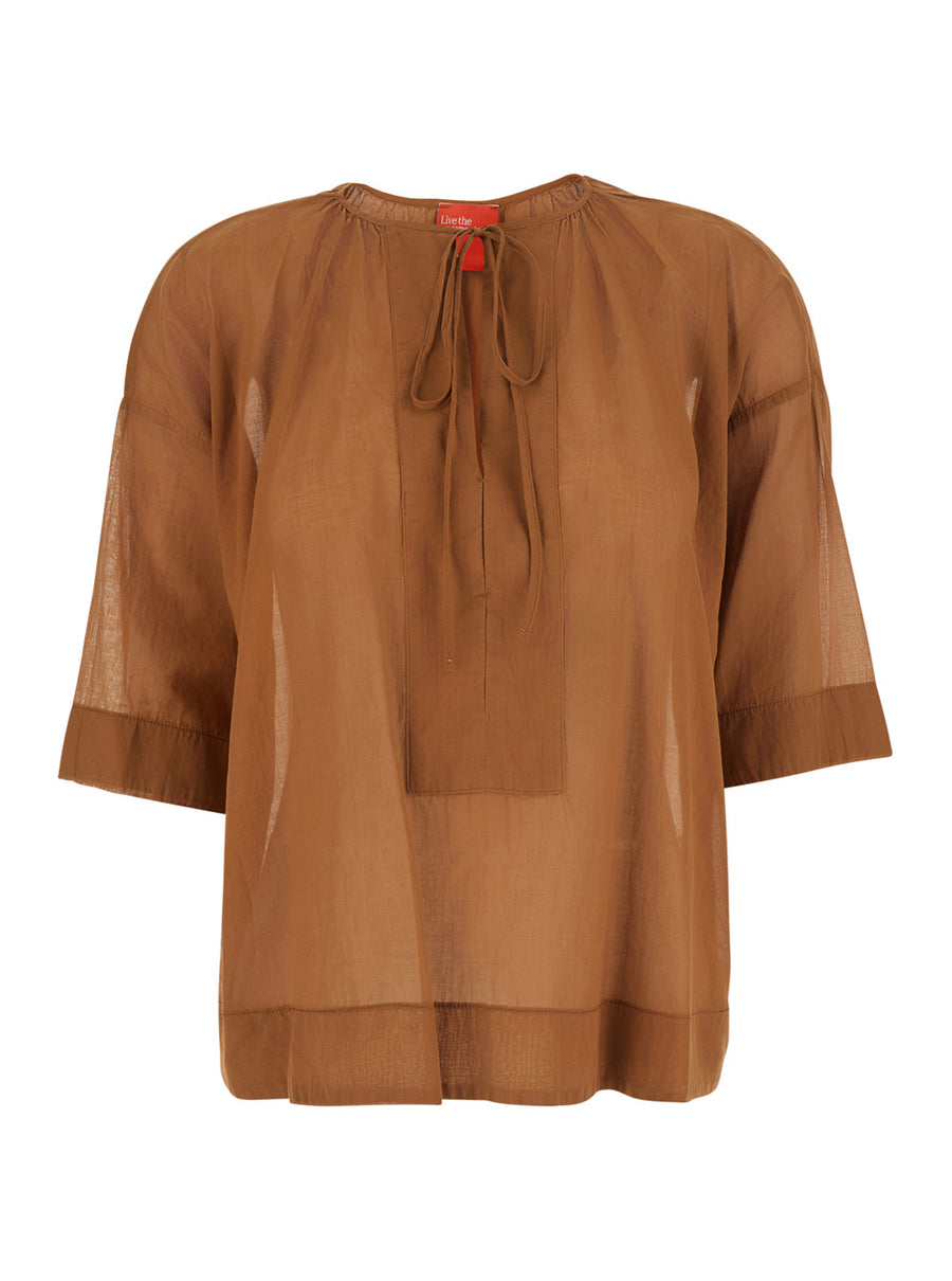 Blouse Brown Fabric Blouses