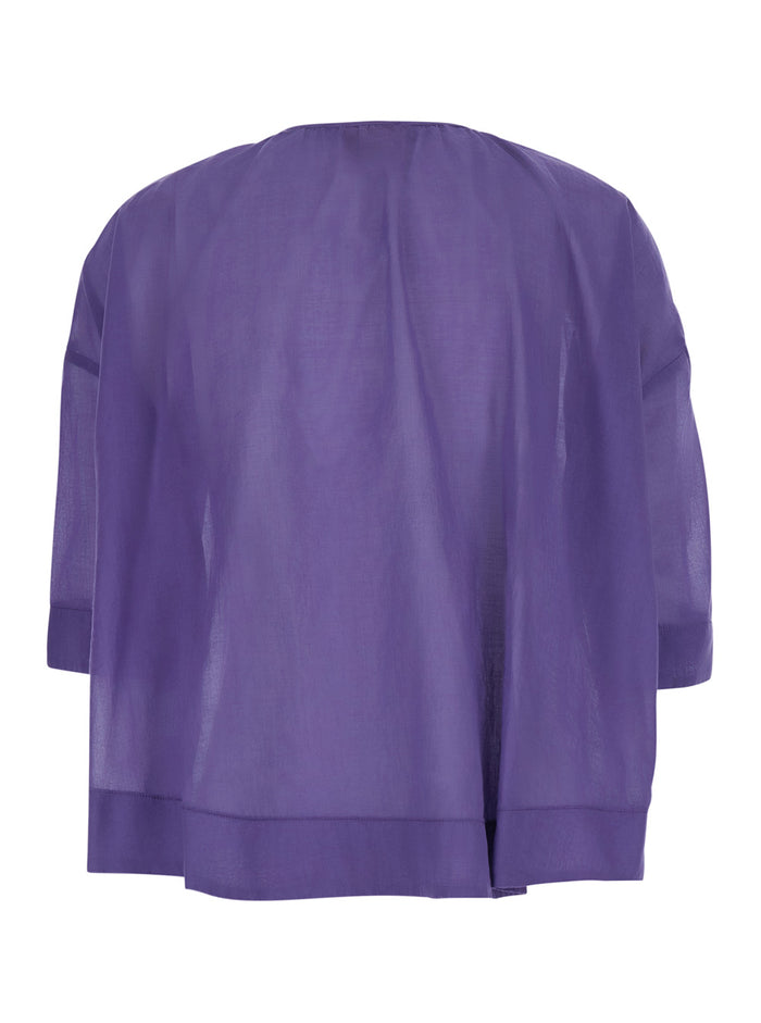 Purple Blouse With V-Neck And Long Sleeves Viscose For Women Violet Shirts Blouses