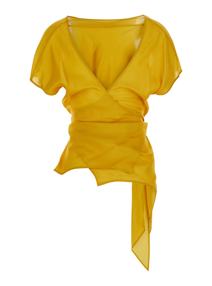 Yellow Shirt Cam041corn With Long Sleeves And Classic Collar Cotton For Women Blouses