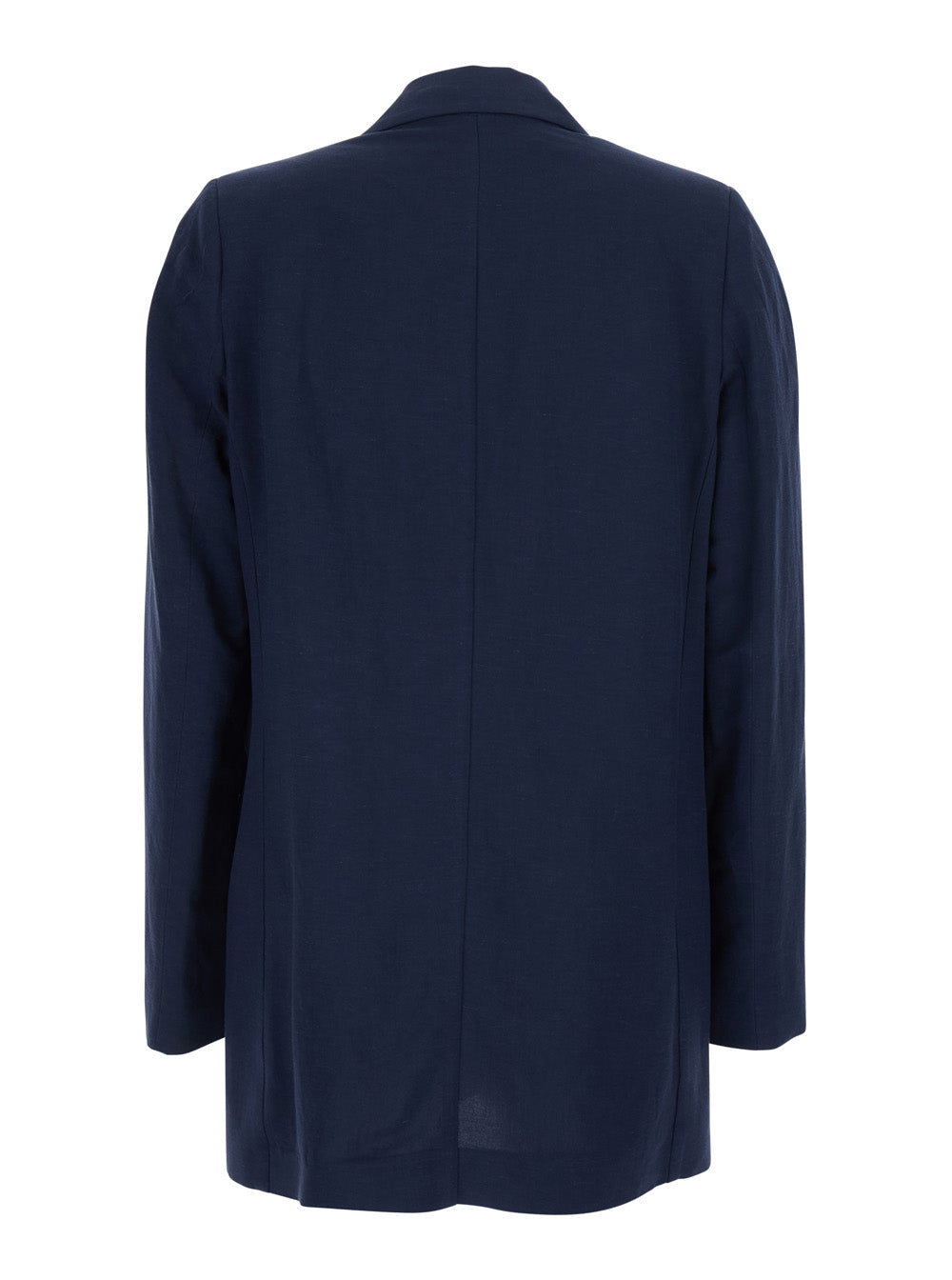 Blue Single-Breasted Jacket With Peak Revers In Fabric Women Blu Blazers