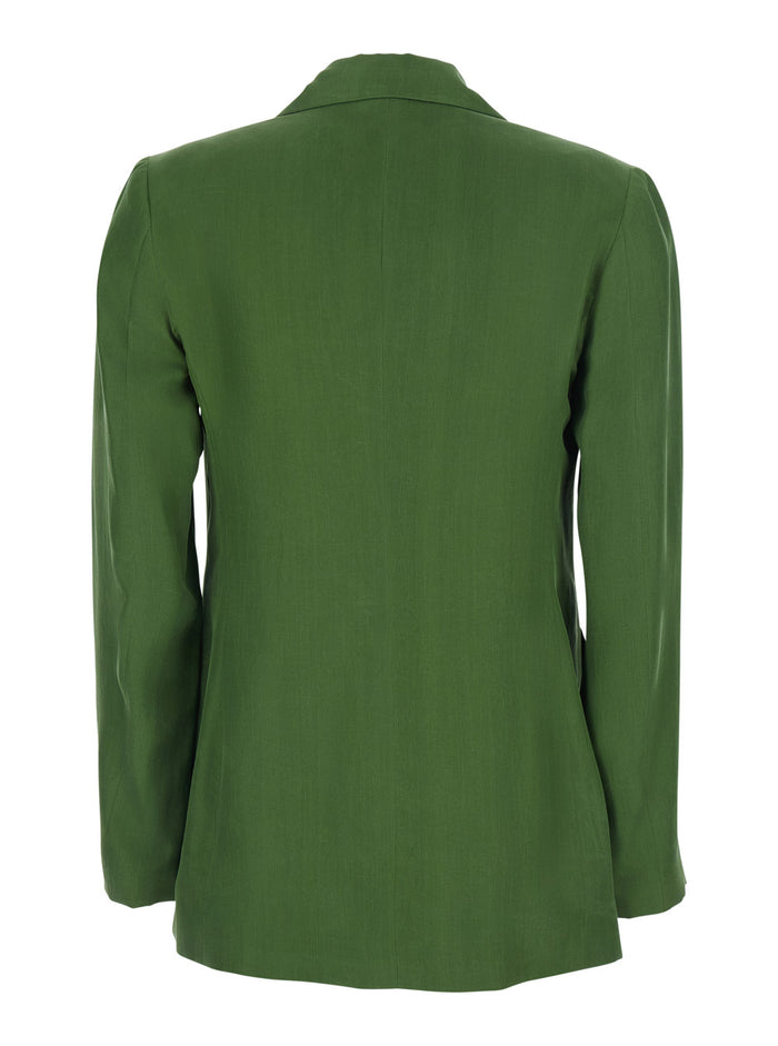 AVOCADO Jacket Green with Front Closure and Fabric Pockets for Women Blazers