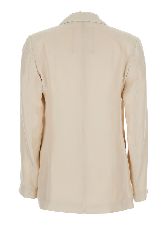JACKET G343CSAND with Front Closure and Pockets in Beige Women Blazers