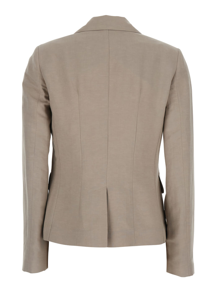 Jacket G375ppottery Gray With Front Closure And Side Pockets In Tech Fabric Women Grey Blazers