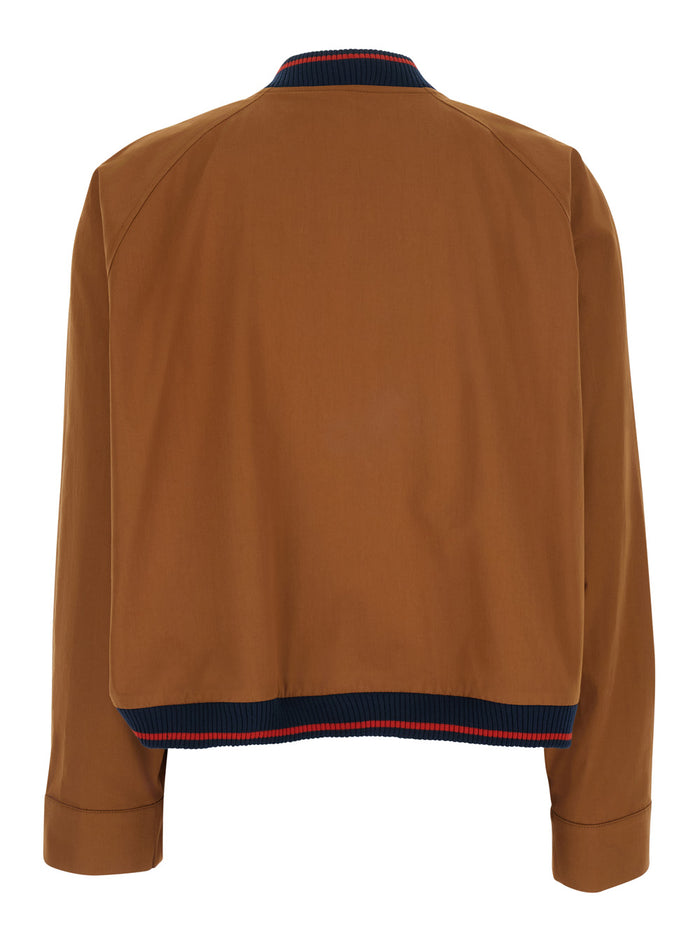 Bomber G389rust Jacket With Front Zip Closure And Tech Fabric Pockets Brown Women