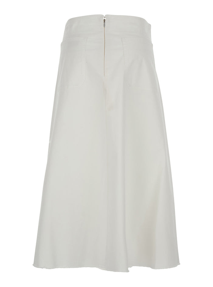Luna Dress with Pleats and High Waist in White Women Skirt