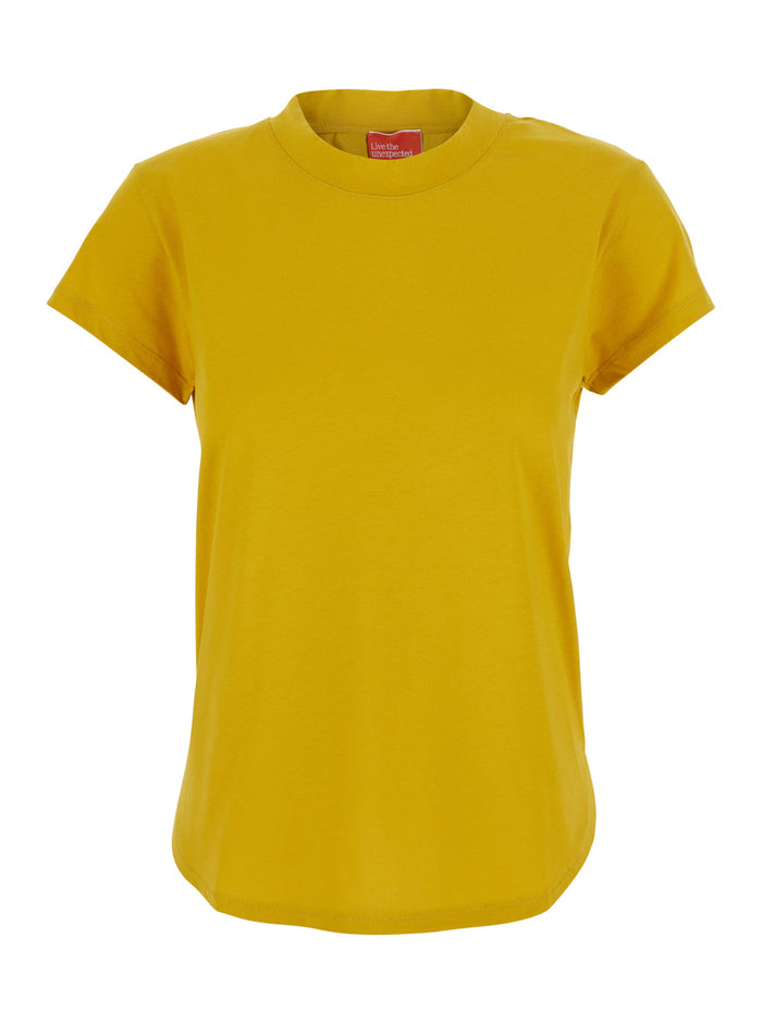 T-Shirt M304zzssmustard Yellow With Round Neck Cotton For Women Tshirts And Polo Shirts