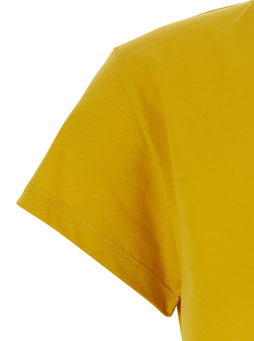 T-Shirt M304zzssmustard Yellow With Round Neck Cotton For Women Tshirts And Polo Shirts