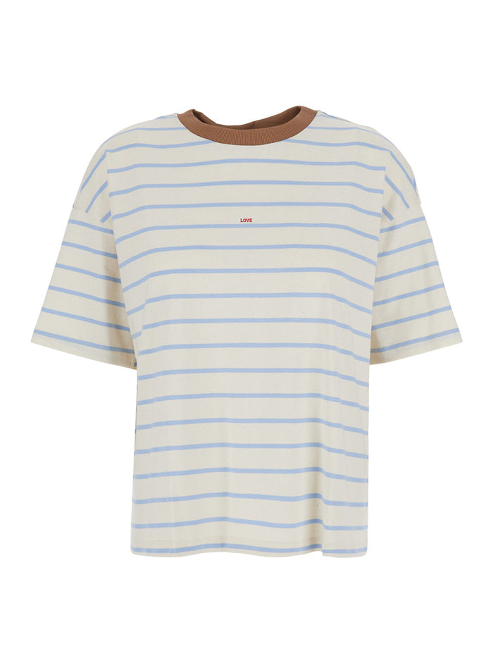 Blue T-Shirt With Round Neck And Short Sleeves In Cotton For Women Light Tshirts Polo Shirts