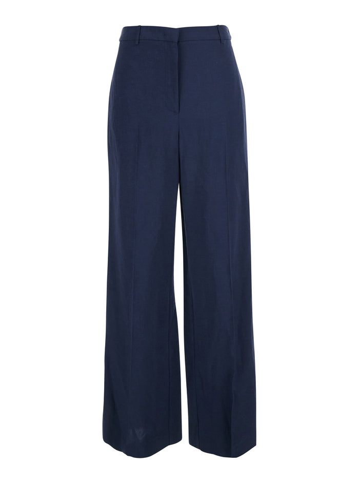 Blue High-Waisted Pants with Side Pockets for Men Blu Trousers