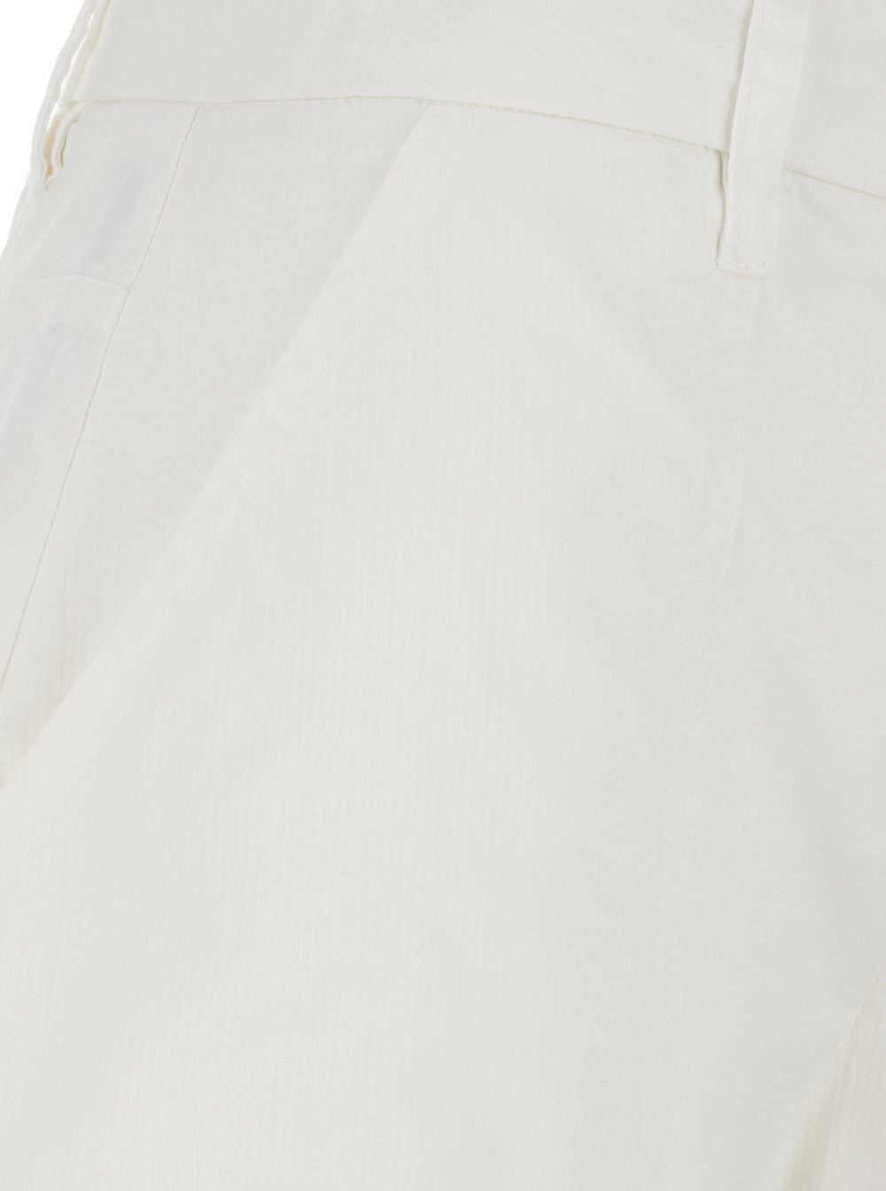 White P401PWHITE Pants with Front Pockets and Elastic Waist for Women Trousers