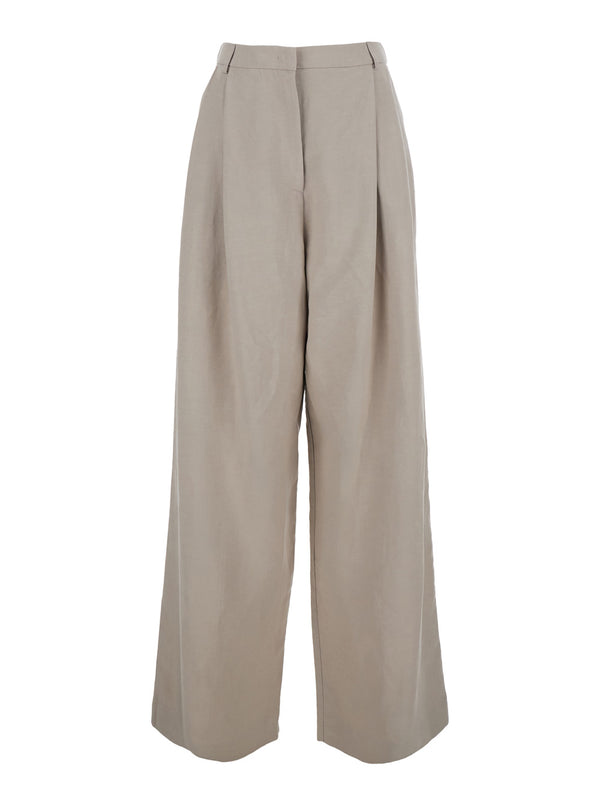 Trousers High-Waisted Cotton Beige