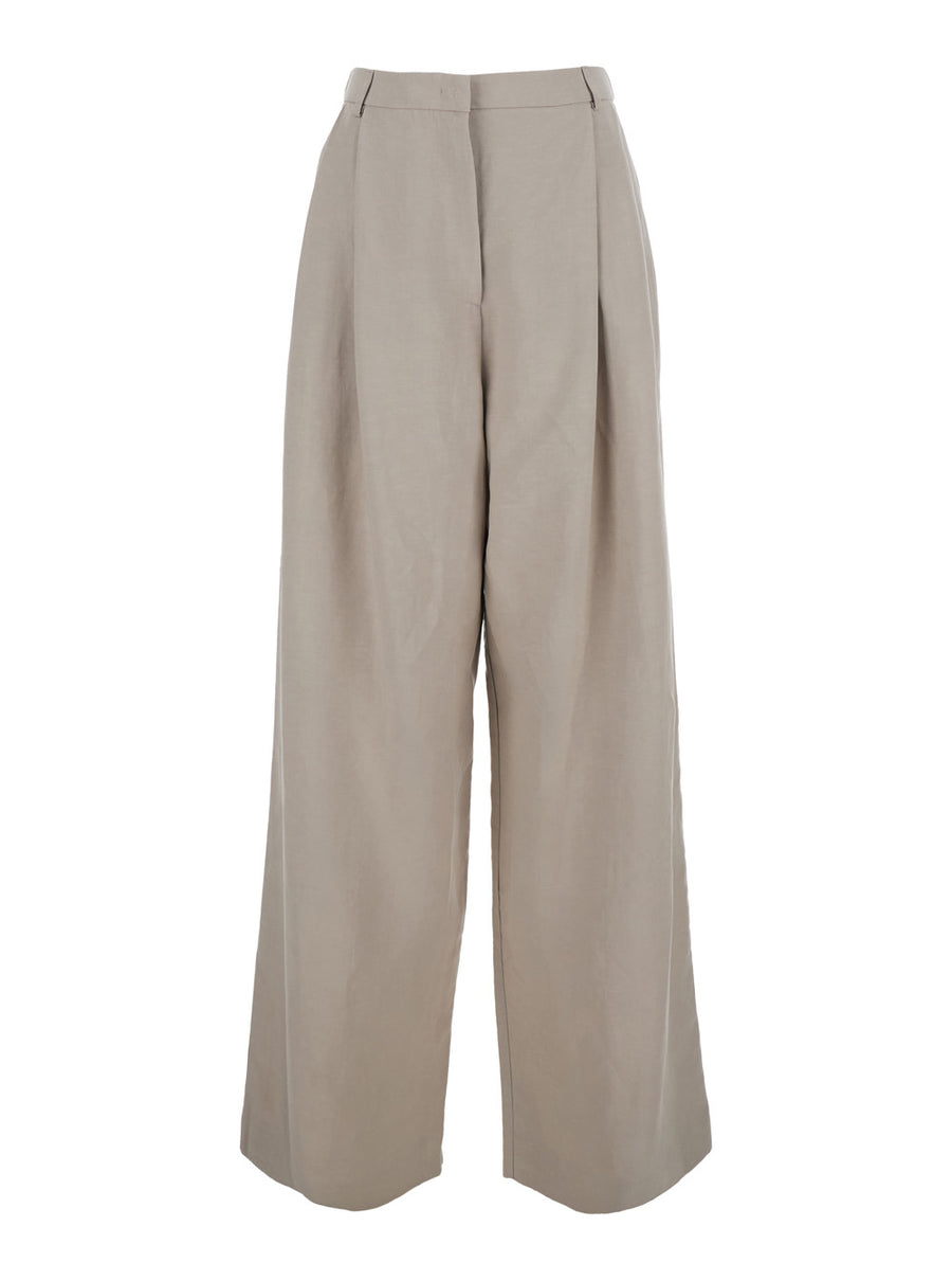 Trousers High-Waisted Cotton Beige