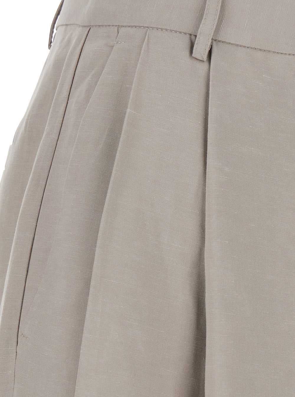 Beige High-Waisted Pants With Side Pockets In Cotton For Women Trousers