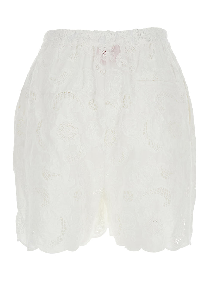 WHITE BERMUDA with Front Pockets and Button Closure for Men Shorts