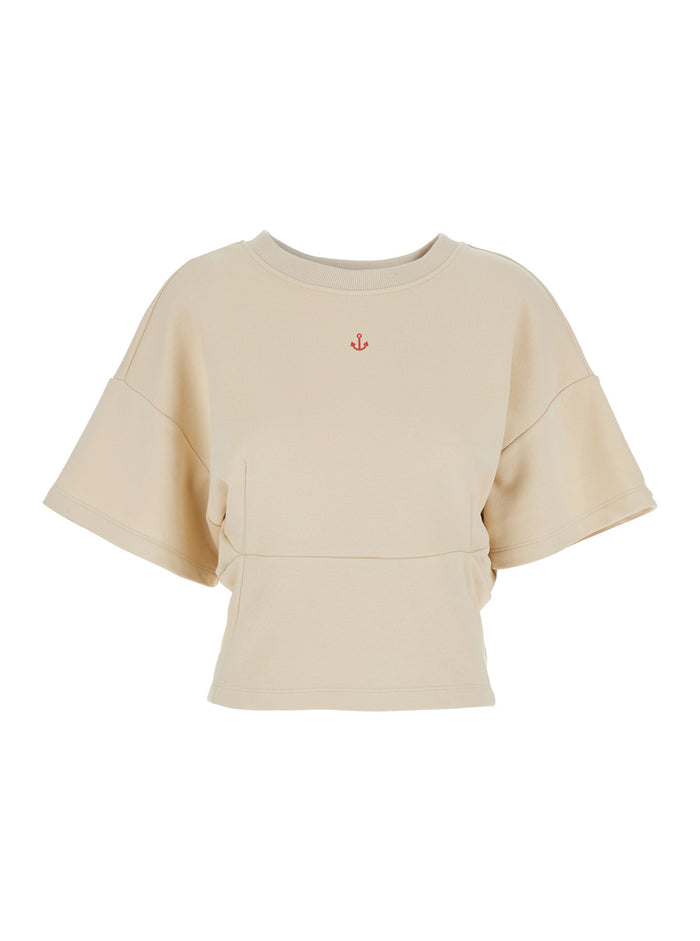 Sweater Merci White With Long Sleeves And Round Neck In Cotton For Women Sweatshirts