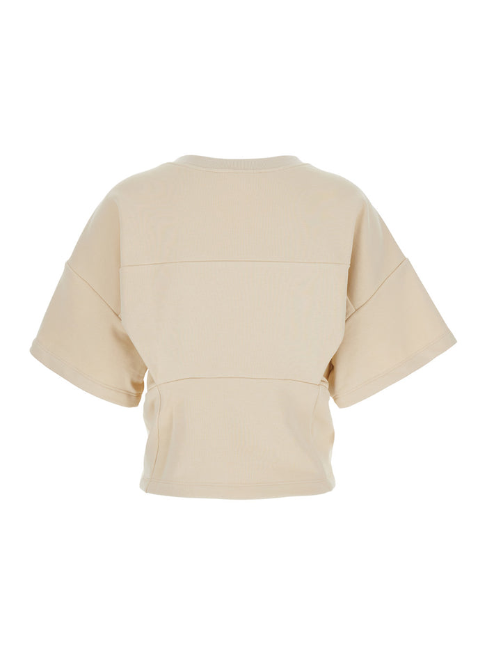 Sweater Merci White With Long Sleeves And Round Neck In Cotton For Women Sweatshirts