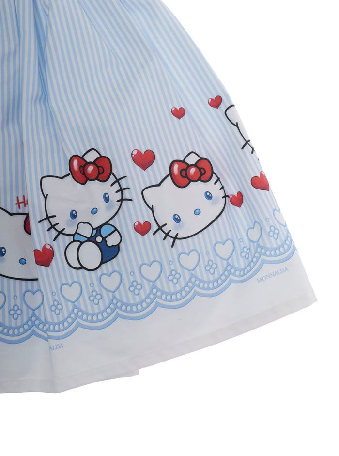 Flared Skirt With Hello Kitty Prints Multicolor Cotton For Girls