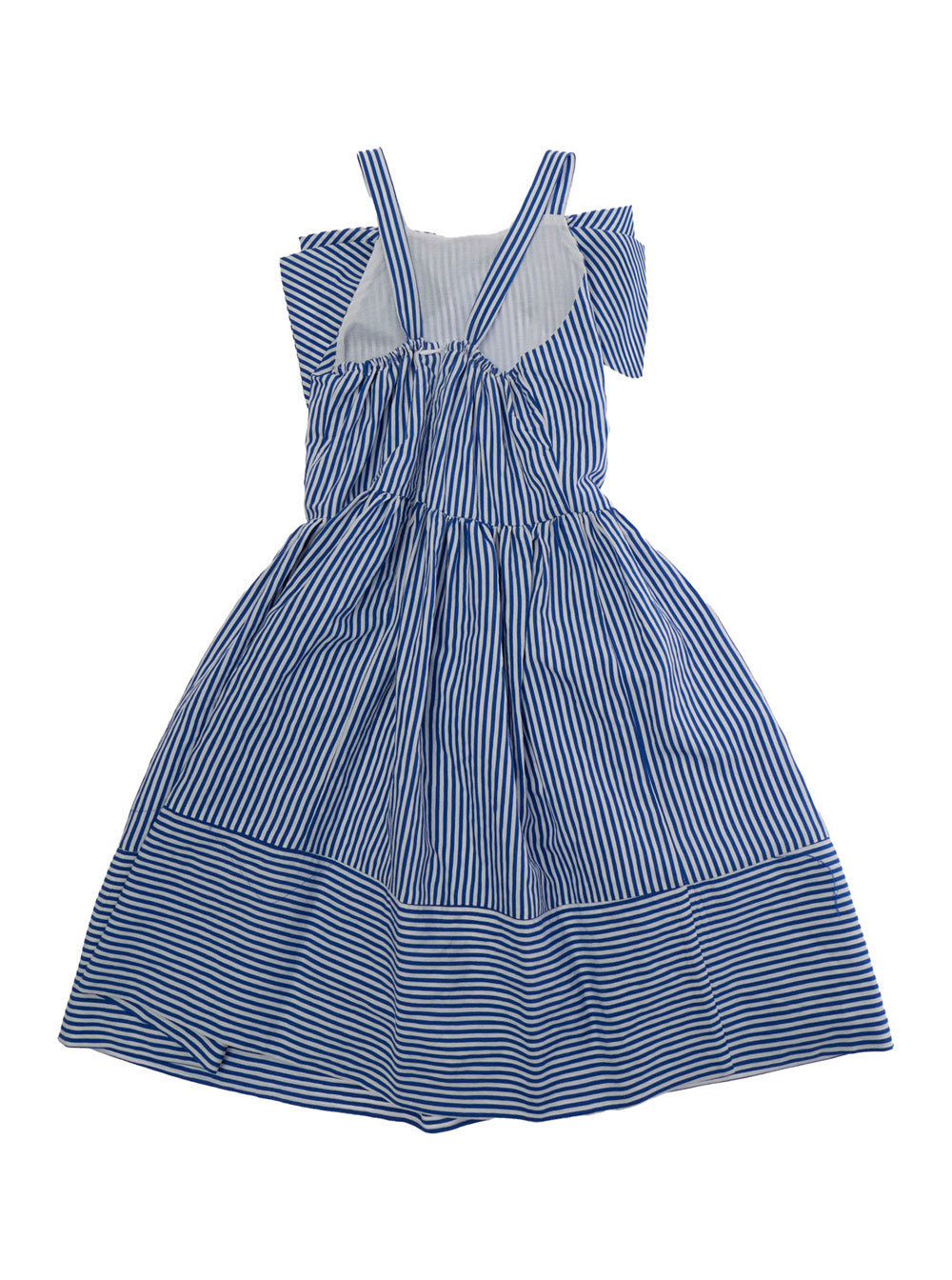 Blue Dress 11G91473159956 with Thin Straps and Maxi Bow Detail on the Front in Viscose for Girls Blu Polyester