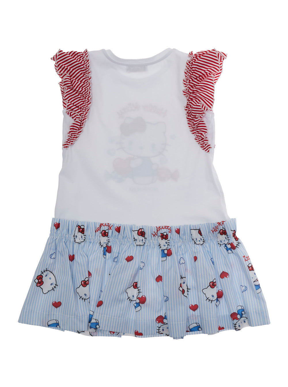 Hello Kitty Dress with Print and Elastic Waist in White Cotton for Girls Elastane