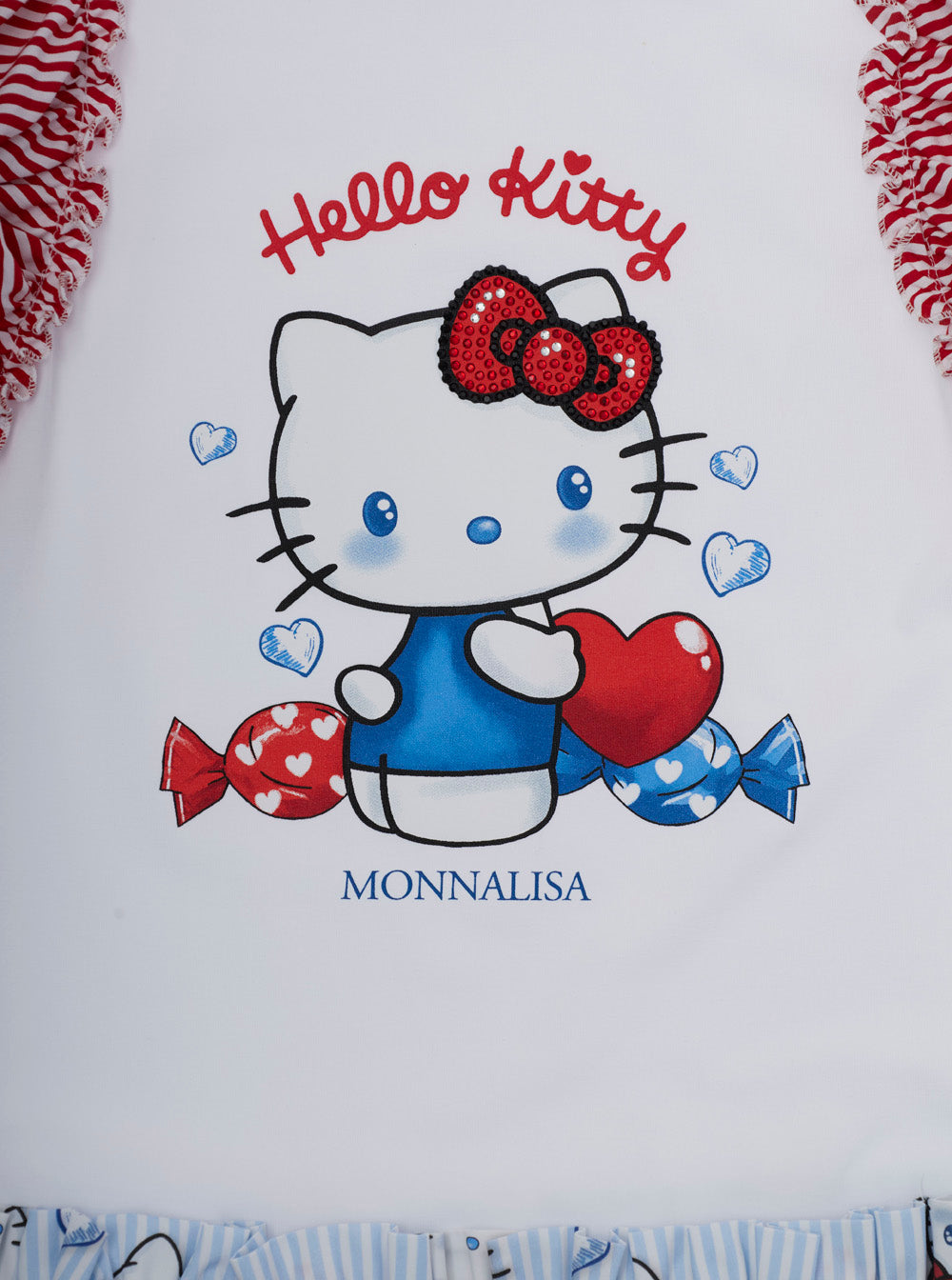 Hello Kitty Dress with Print and Elastic Waist in White Cotton for Girls Elastane