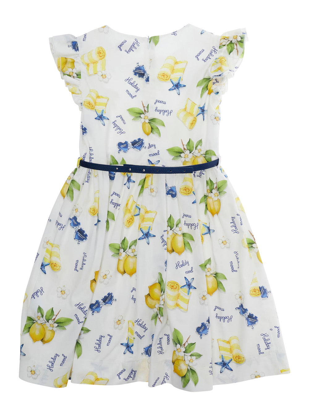 LEMONADE DRESS - White Short sleeve with round neckline Cotton Women