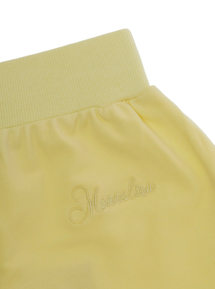 Yellow Shorts with Elastic Waist and Lettering Logo on the Back in Cotton for Girls Polyester Elastane Bermuda