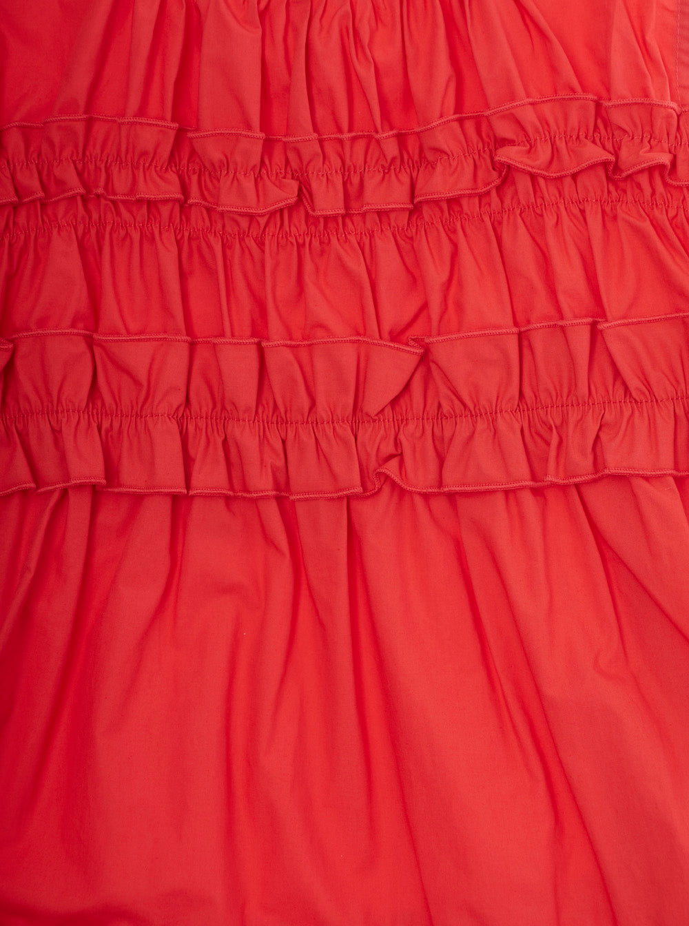 Dress New Capri With Ruffle Design And Flared Skirt Red Cotton For Girls