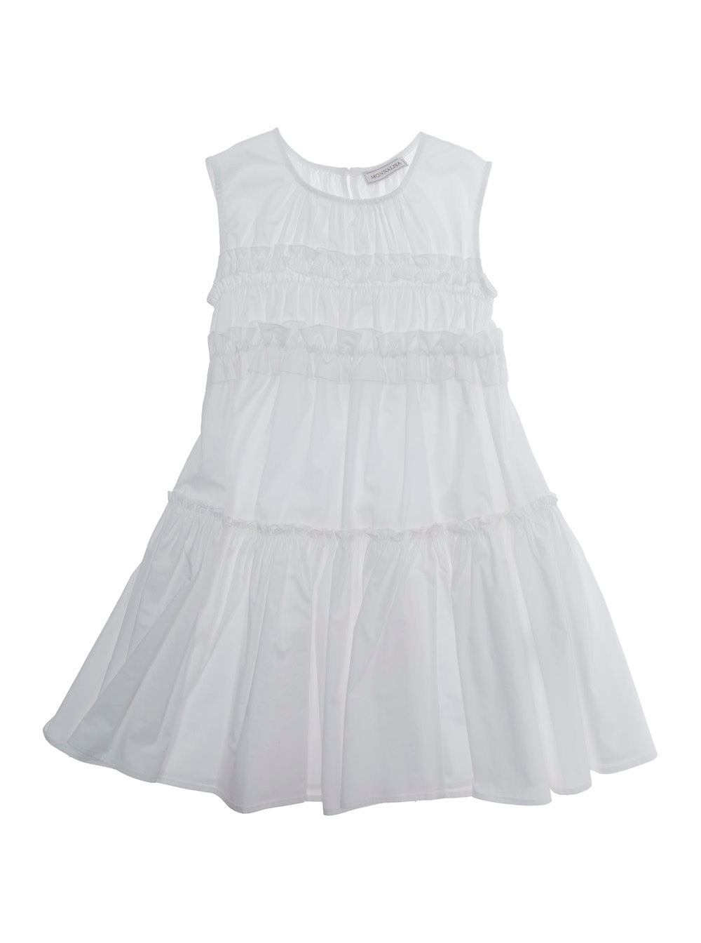 Dress New Capri With Ruffle Design And Flared Skirt White Cotton For Girls