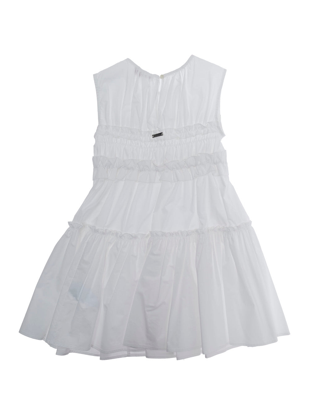 Dress New Capri With Ruffle Design And Flared Skirt White Cotton For Girls